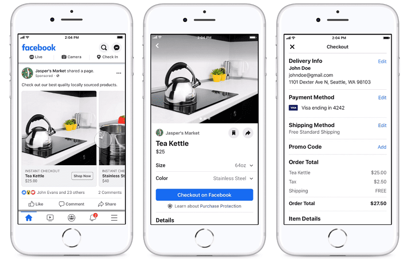 Facebook and Instagram shoppable ads
