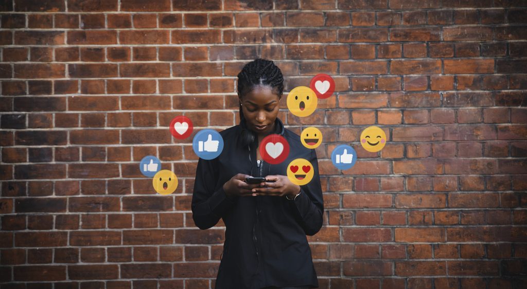 Young woman watching a livestream on Social media.